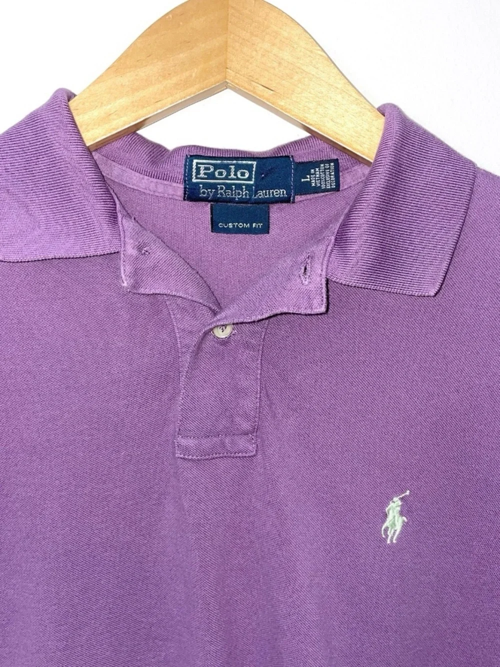 Polo Ralph Lauren Men's Polo Shirt Y2K Large Purple - Blue Label S/S Lime Pony
